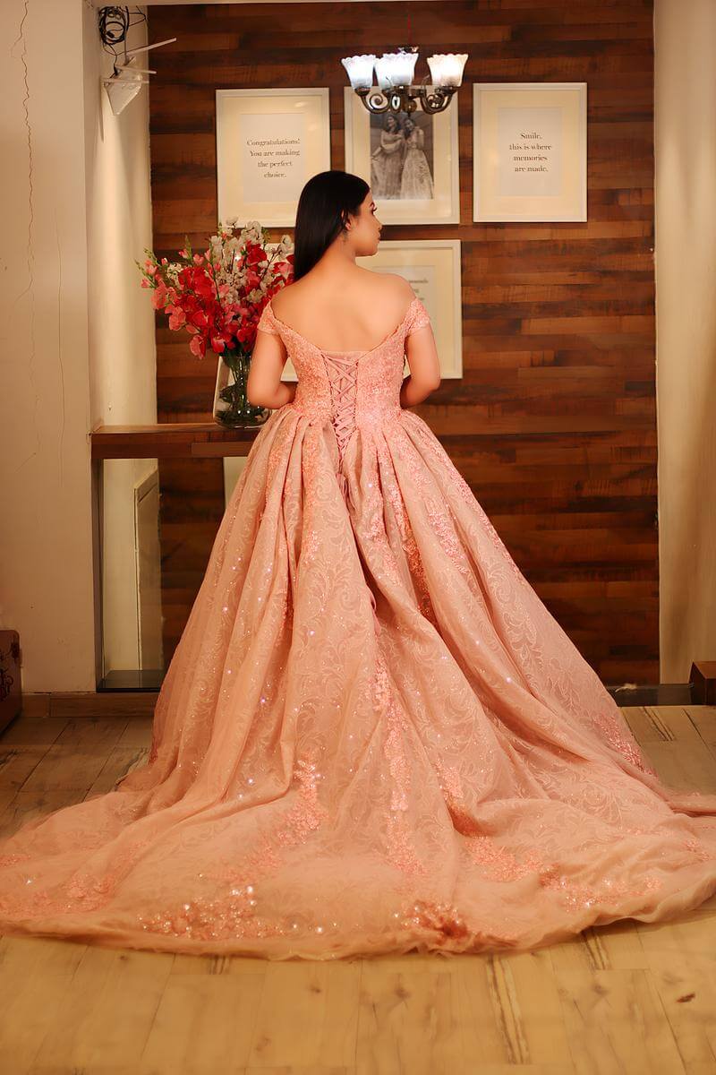 Peach A Perfect Grand Entrance Gown By HER CLOSET For Rent Online FLYROBE