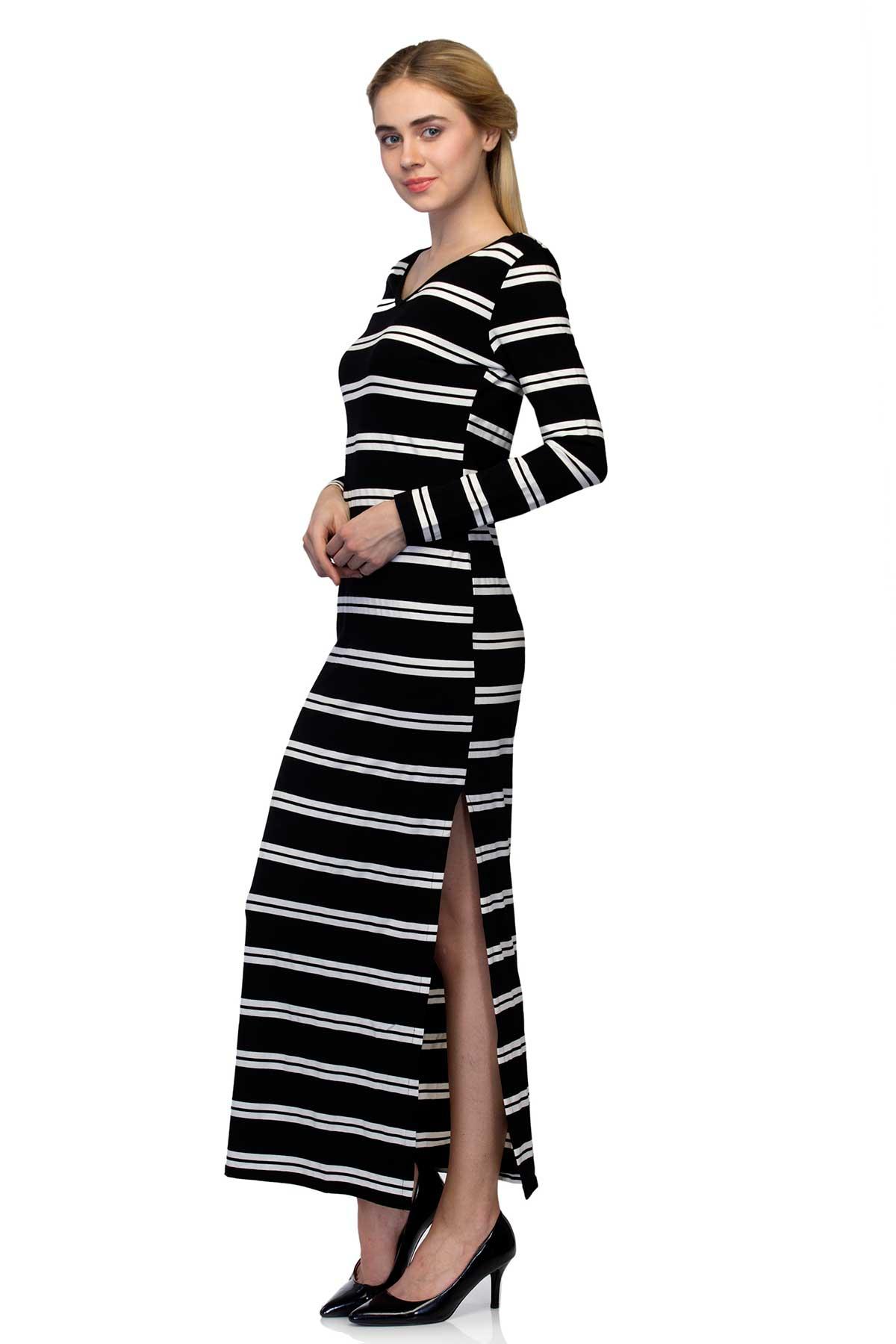 Black and white Long Striped Dress by RIB for rent online | FLYROBE