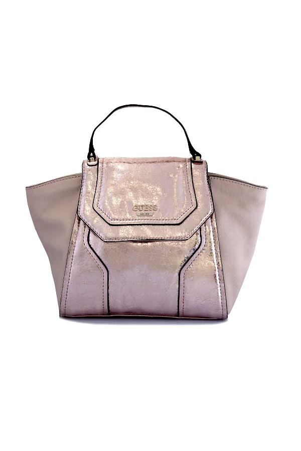Light Copper Small Handbag cum backpack by Guess for rent online
