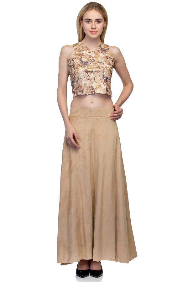 Shades of Brown with Golden Shimmer Shimmery Crop Top by RIB for rent