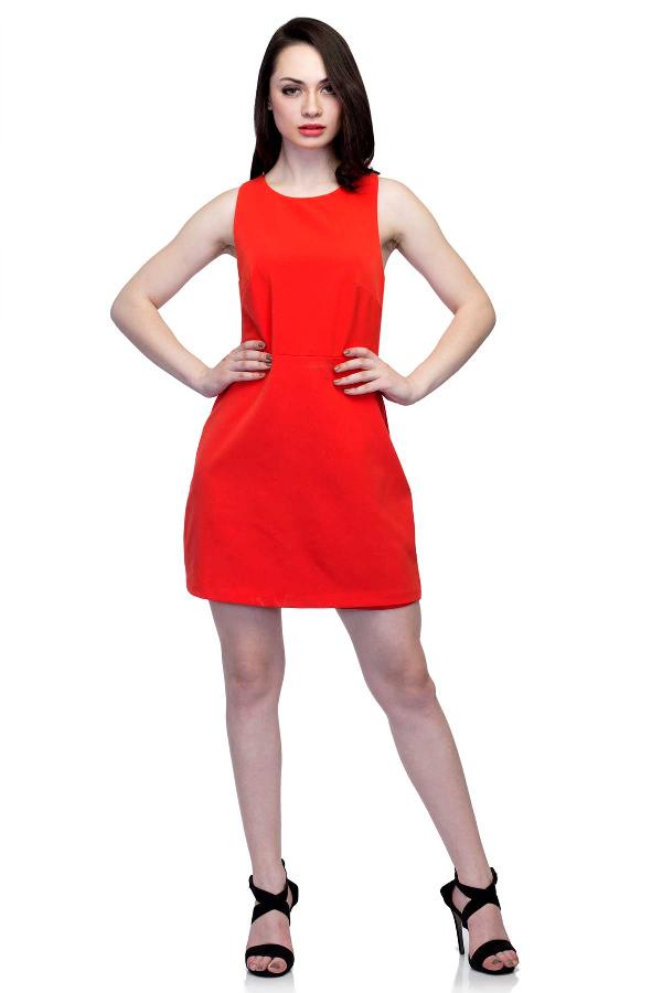 Red Dress with cut outs and zip by Zara for rent online | FLYROBE