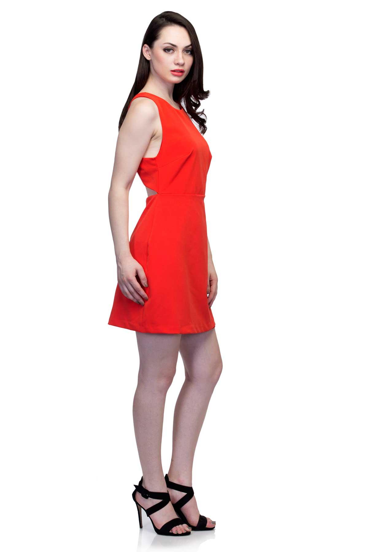 zara basic red dress