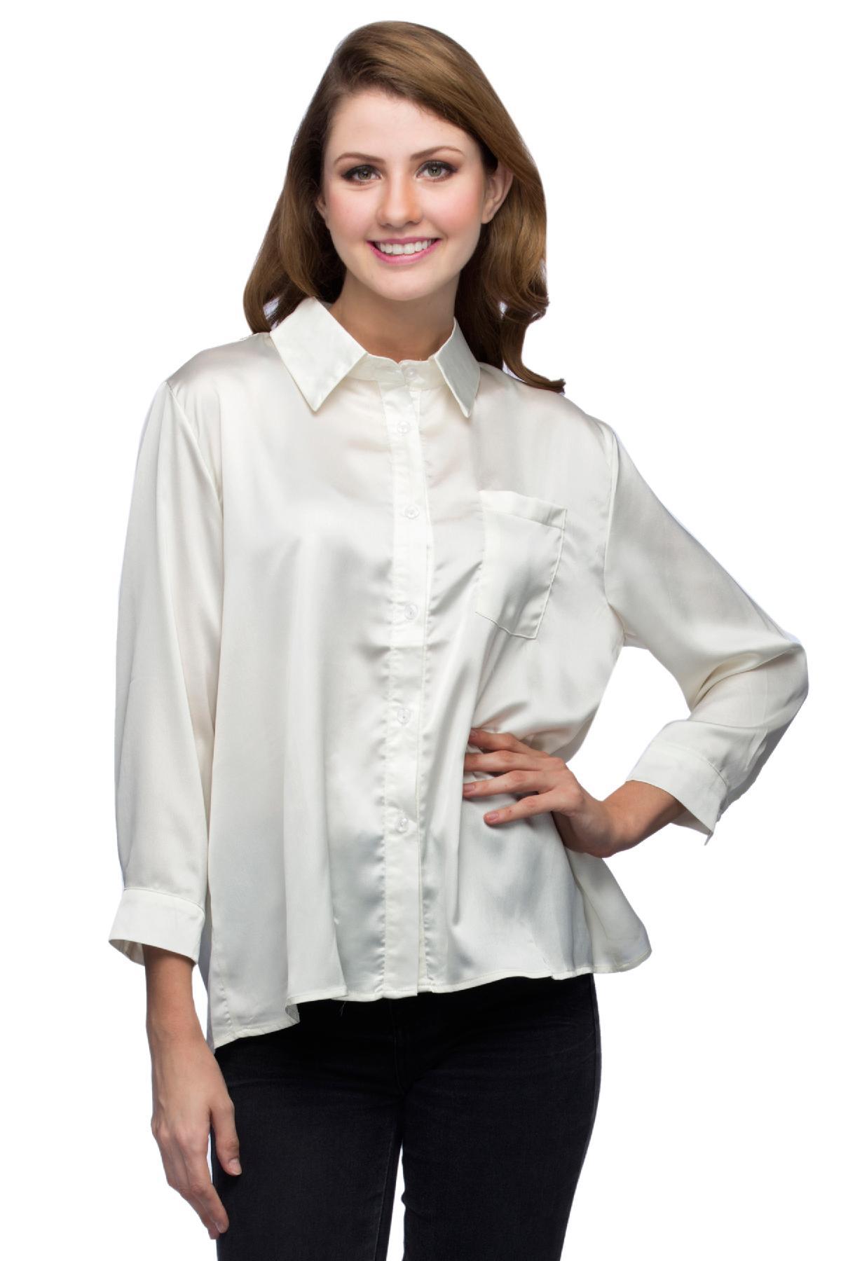 Satin white best sale shirt for ladies