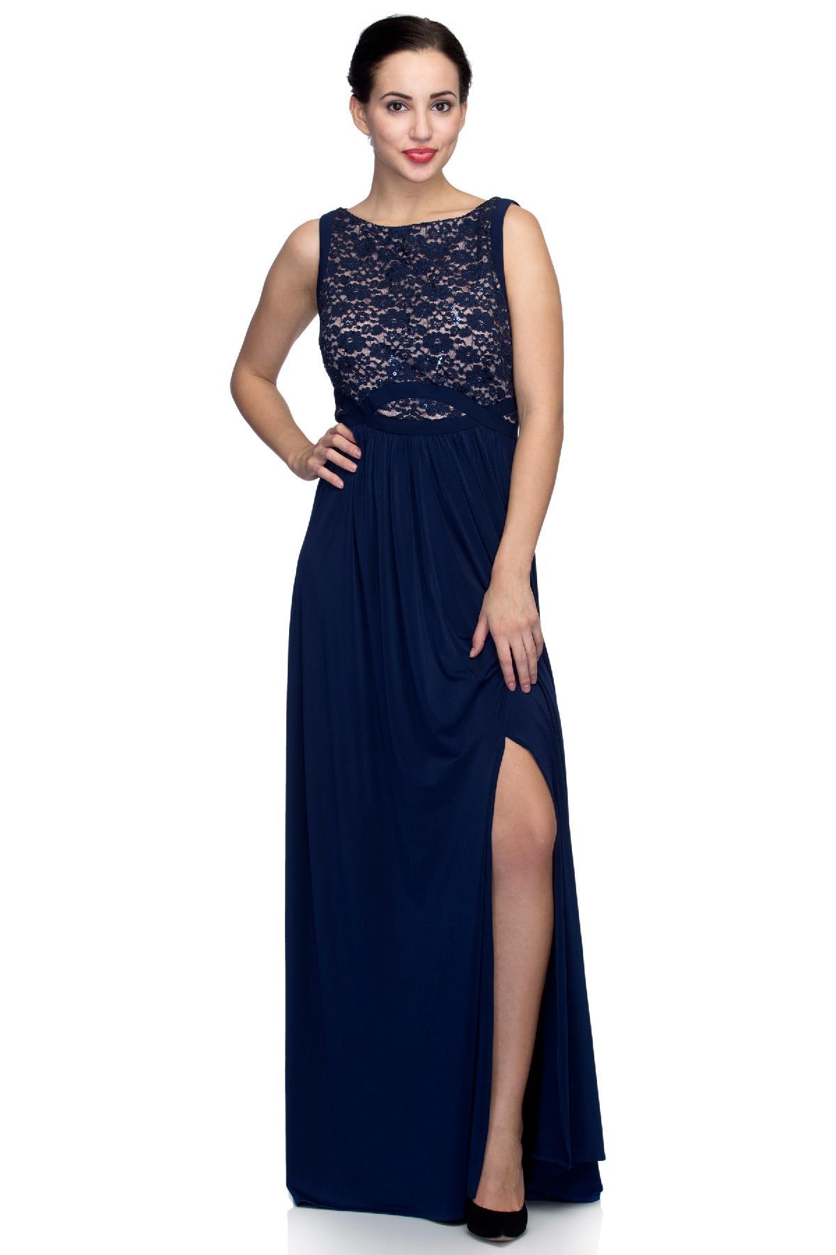 Gorgeous Royal Blue Prom Dress with Flowers Long Sleeveless Evening Dr –  MyChicDress