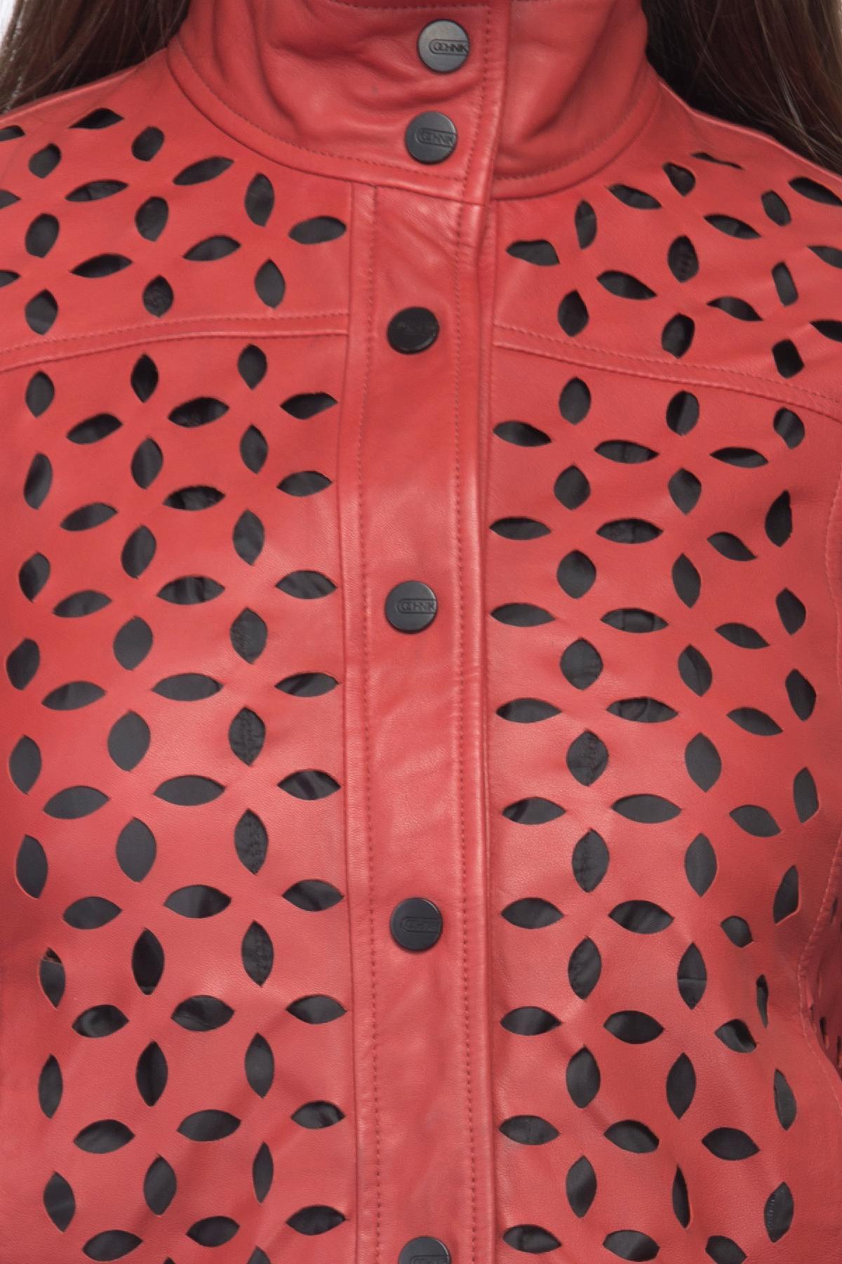 Red Perforation Leather Jacket by RIB for rent online | FLYROBE