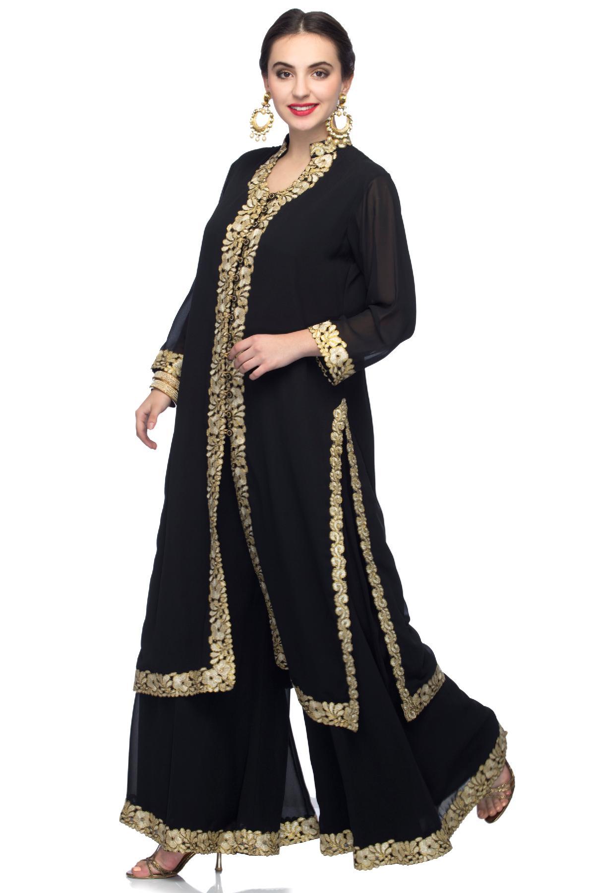 Black Sharara Set by Rahul Chabbra for rent online | FLYROBE