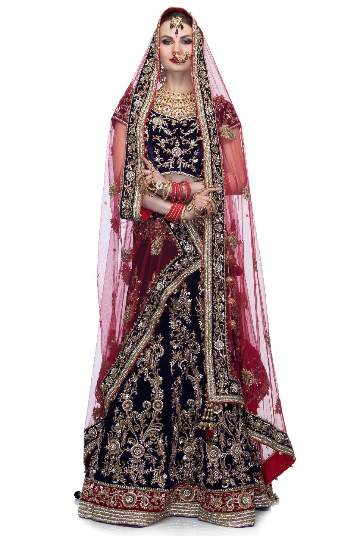 Buy Red Rajasthani Bridal Lehenga For Women Online - Frontierraas