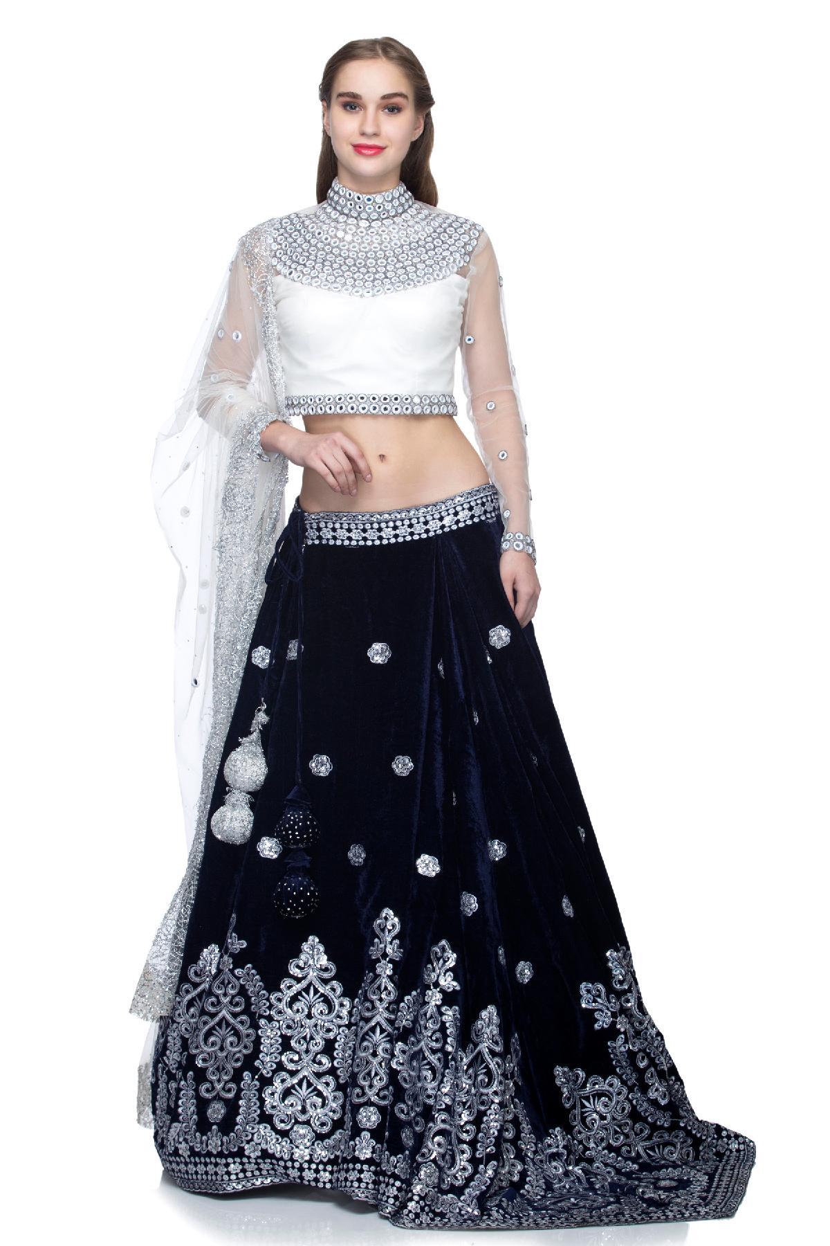 Buy Wedding Party Lehenga Choli - Blue Thread & Sequins Lehenga Choli –  Empress Clothing