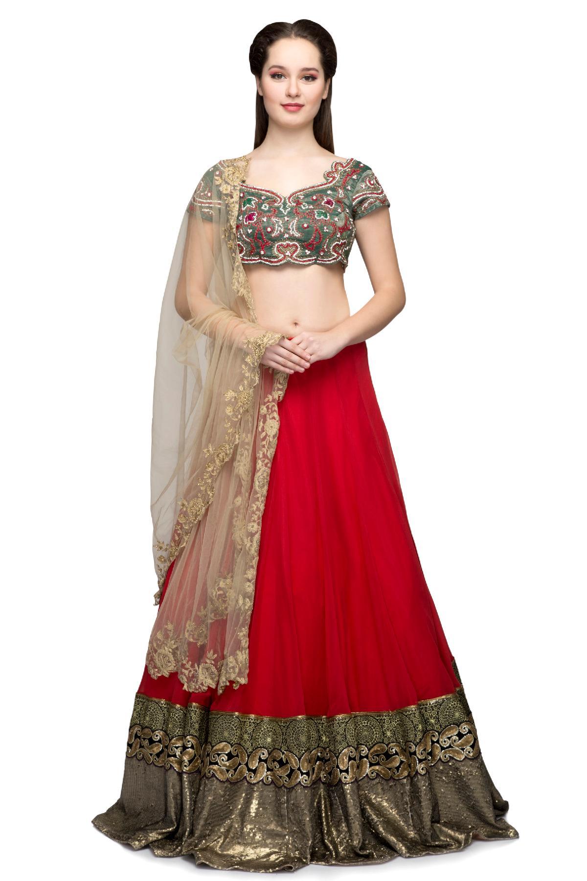 Buy Ash Rose Silk Organza Short Lehenga Clubbed With Blouse In Hand Work Of  Metal Sequin & Dabka With Pleat Details Online for Women by HOUSE OF  TUSHAOM - 4080497