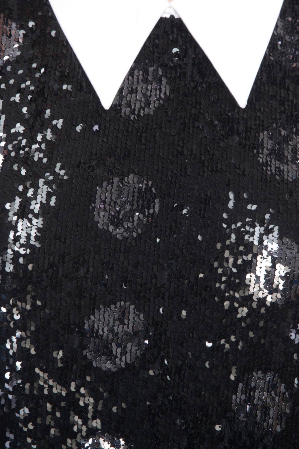 black sequin dress with white collar Pointy Collar Dress in Black and White by Hemet main image 1