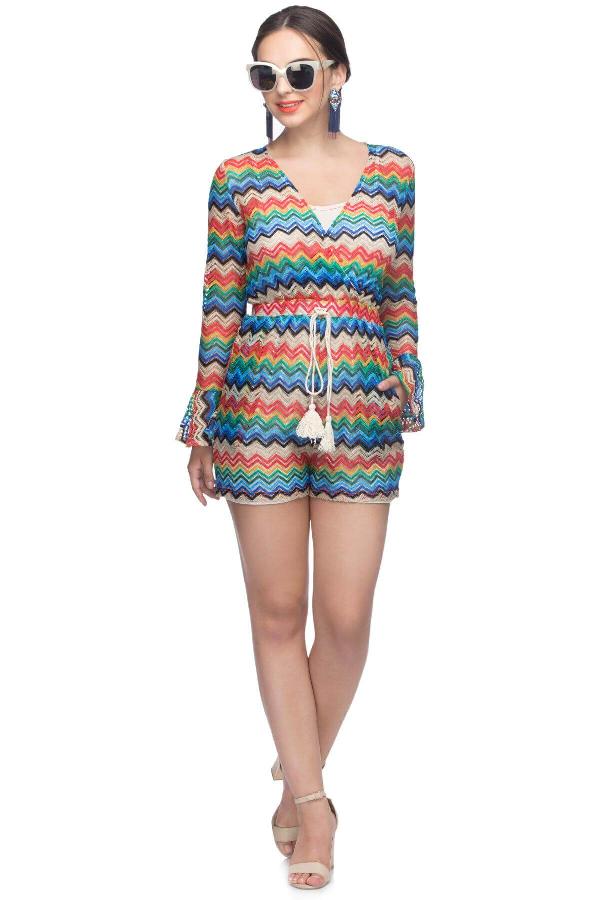 Multi Color Aztec Print Romper by LULU AND SKY for rent online | FLYROBE