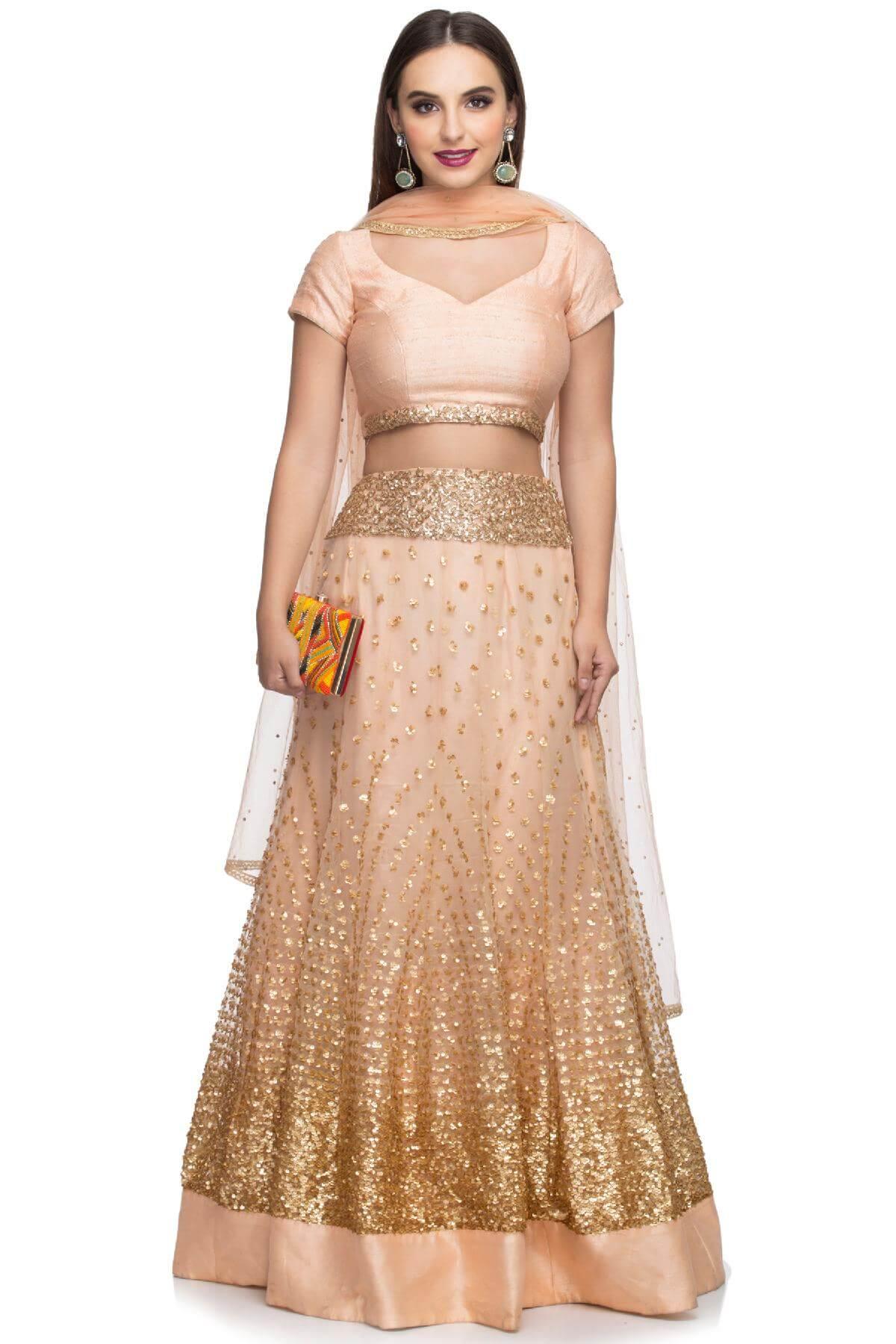 Buy Lehenga Choli | Coral Peach Traditional Embroidered Wedding Lehenga  Choli