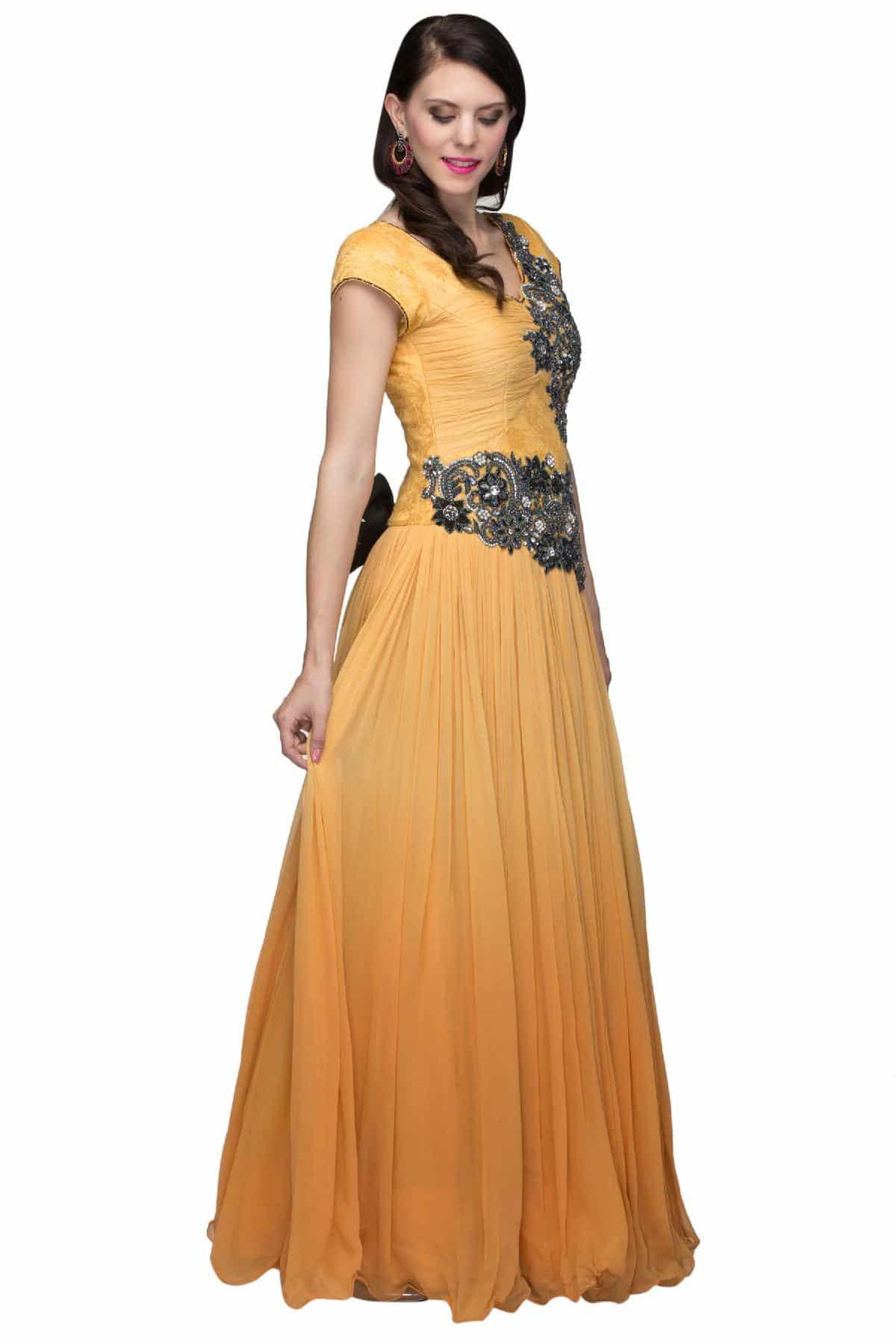 Mango Yellow Bow Back Evening Gown by Nikita Valecha for rent online |  FLYROBE