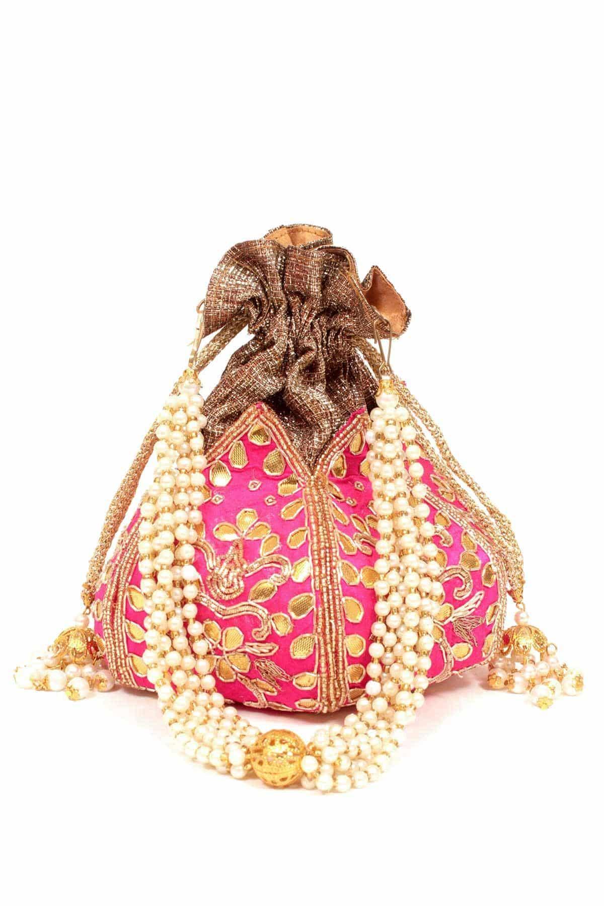 Pink Embellished Potli By Estonished | A5-PINK | Cilory.com