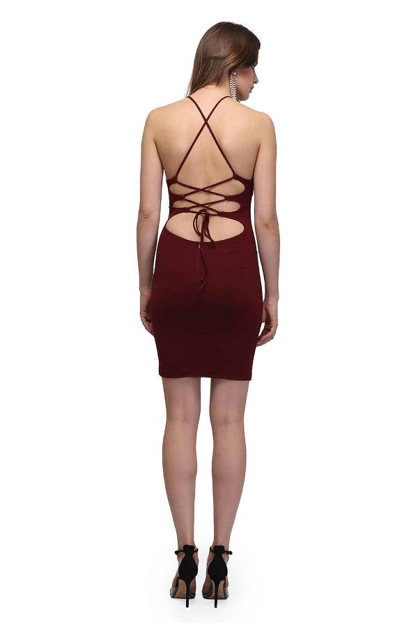 Maroon Maroon Bandeau Mini Dress by Sudeshna Urban for rent online ...