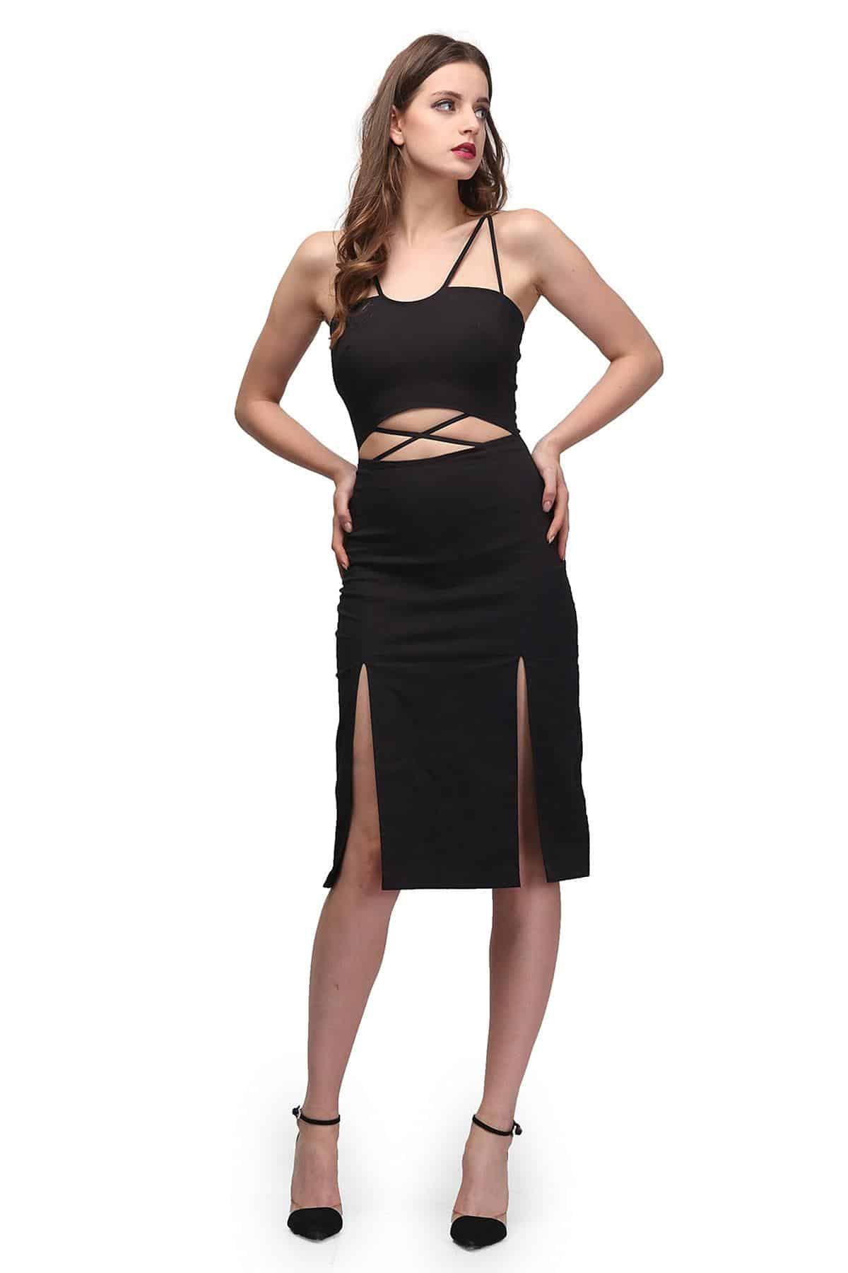 princess polly baby blue dress Black Maxi Dress With Slit