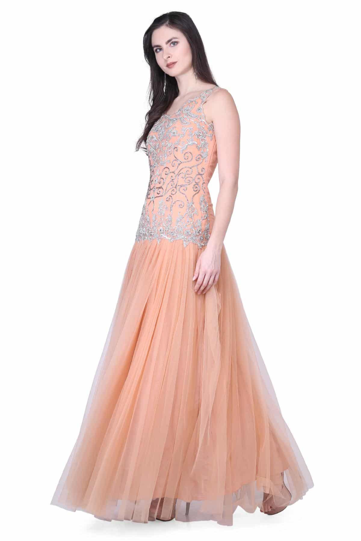 peach and silver dress Evening Gowns Peach And Silver Dress NEW STOCK!!!! Peach Dress With Silver  Detailing Size 6-12 Price