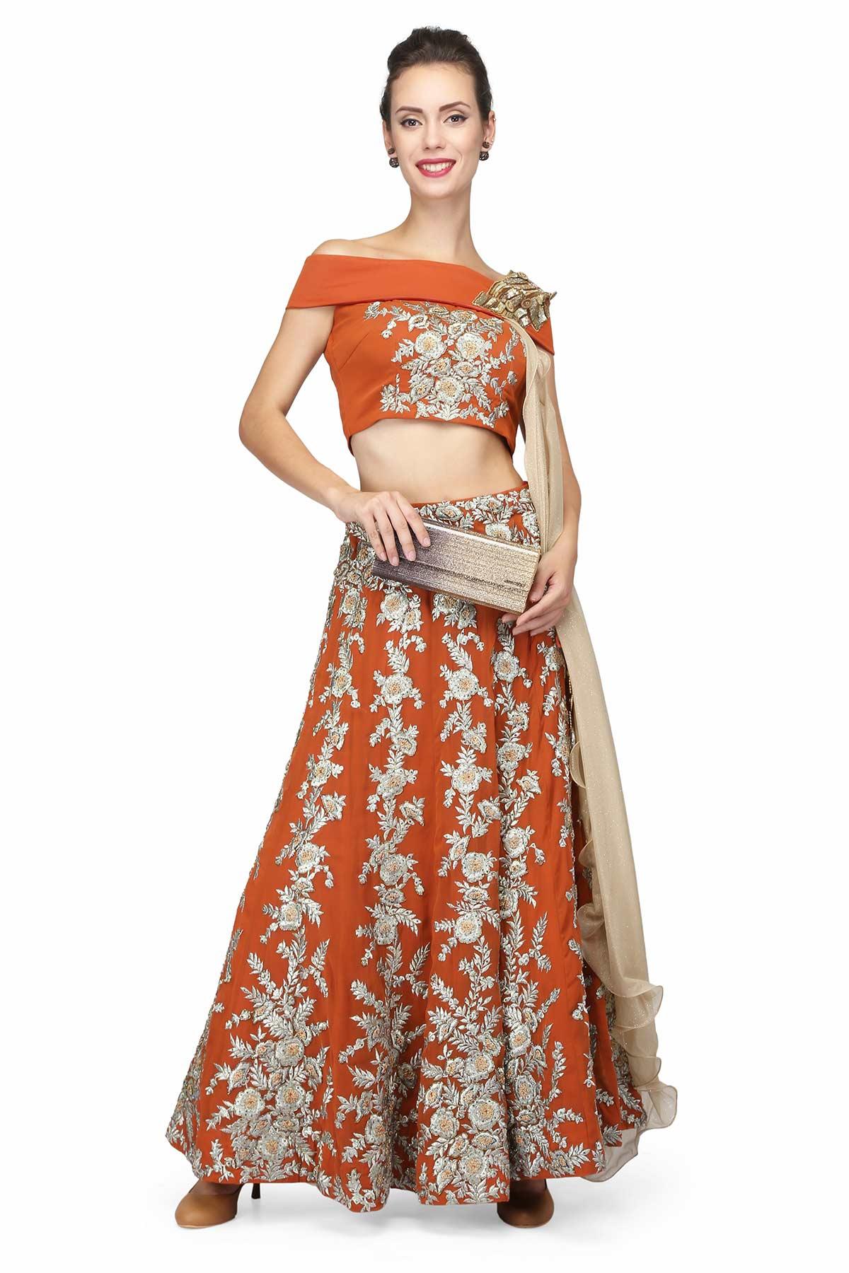 Orange Color Lehenga Choli for Women Party Wear Bollywood Lahengas,  Bridesmaid Embroidered Floral Lehenga Choli Readymade Ghagra Skirts - Etsy