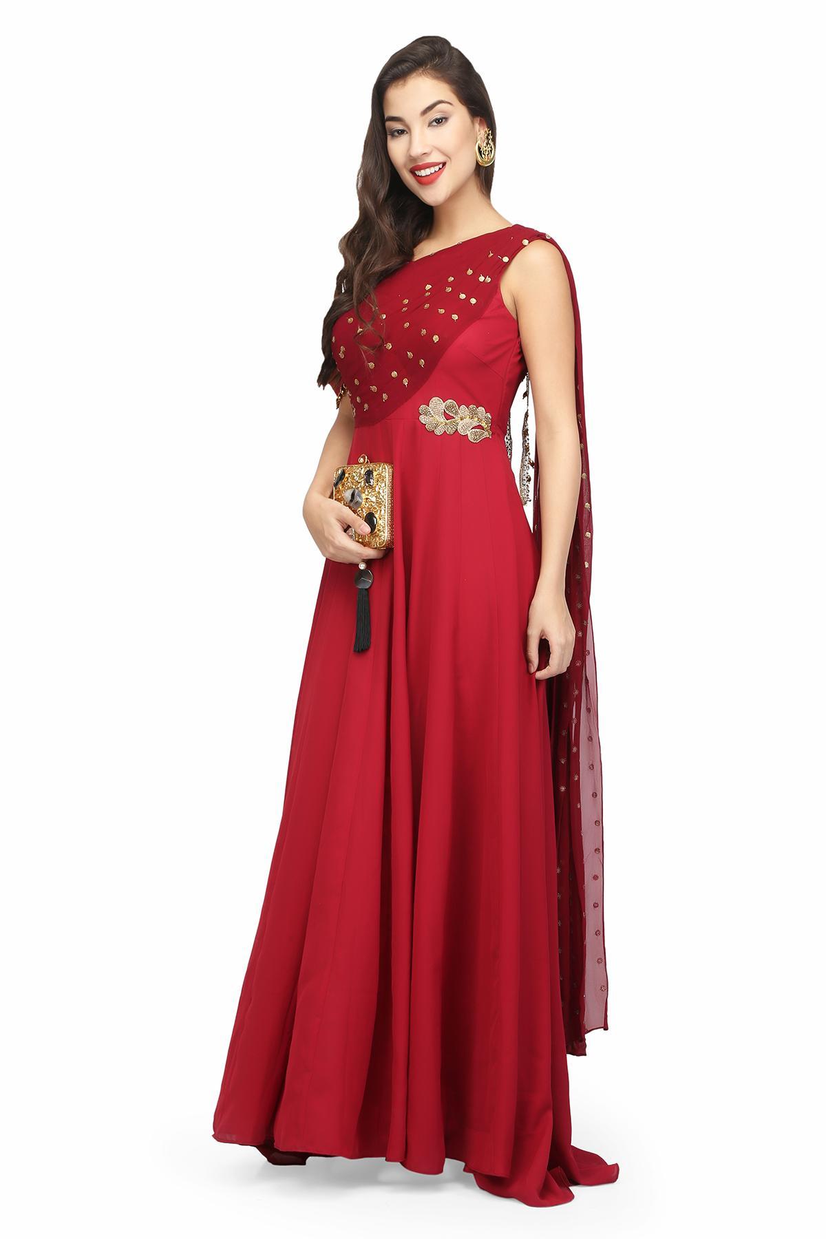 Indo western clearance gown with dupatta