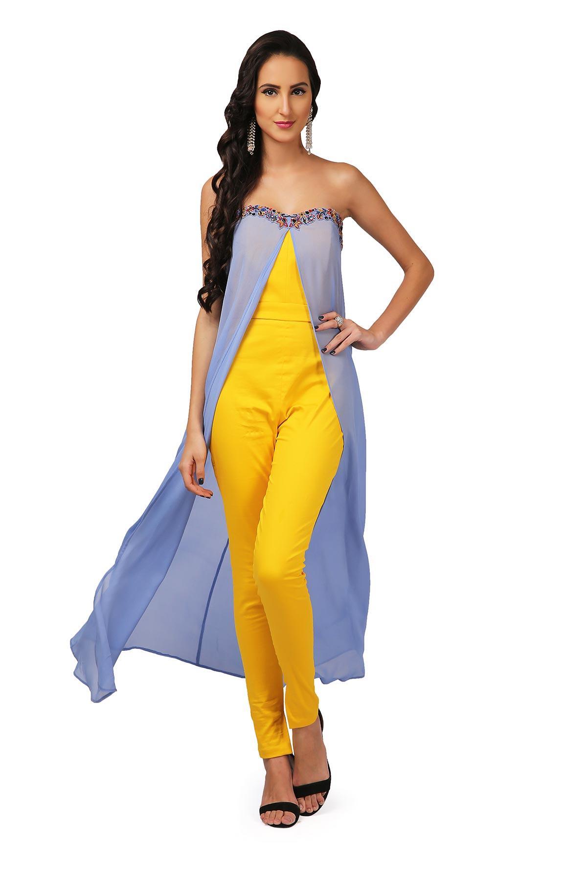 yellow cape jumpsuit