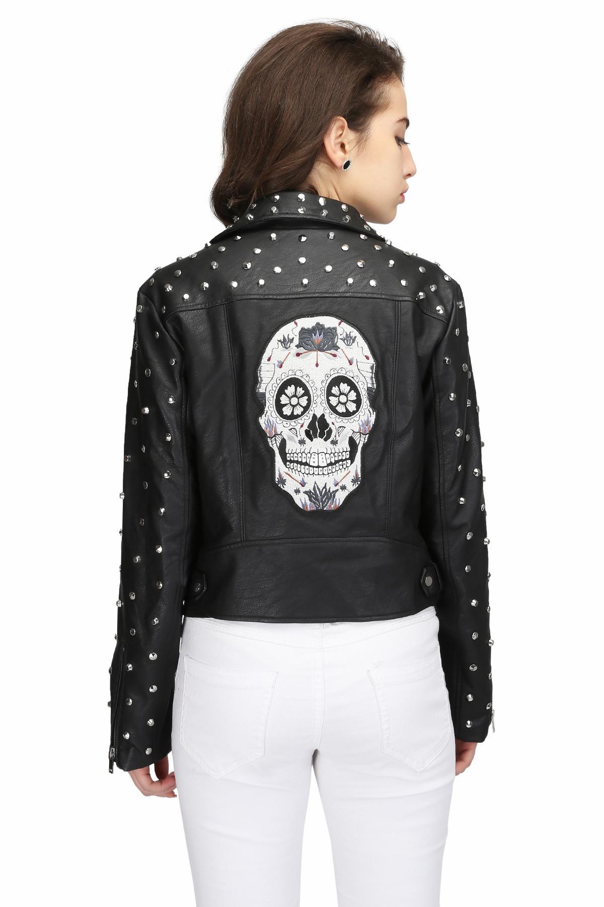 Black Skull Bikers Jacket by Zara for 