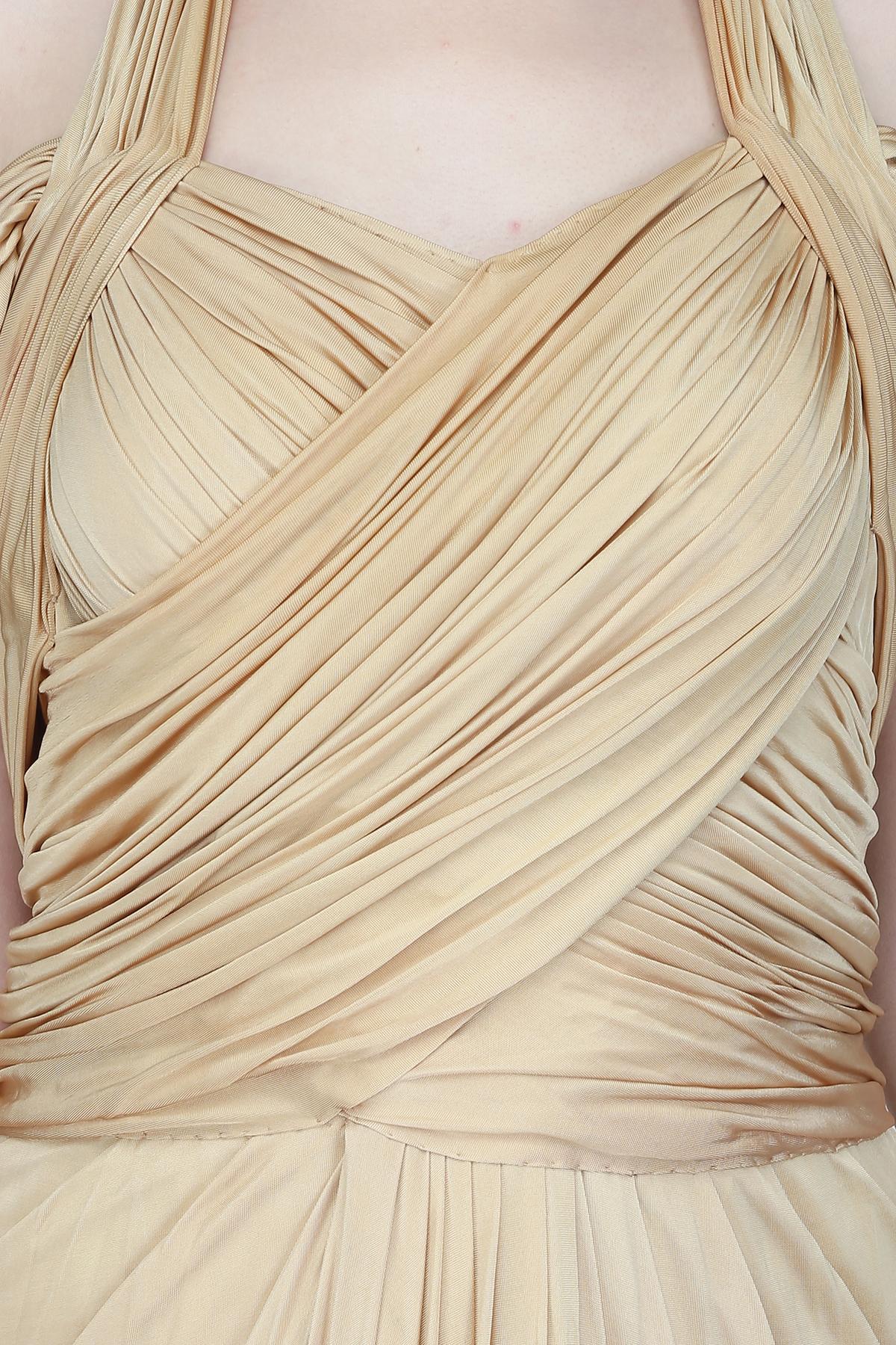 Beige Beige Drape Dress by Payal Mendiratta Couture for rent online |  FLYROBE