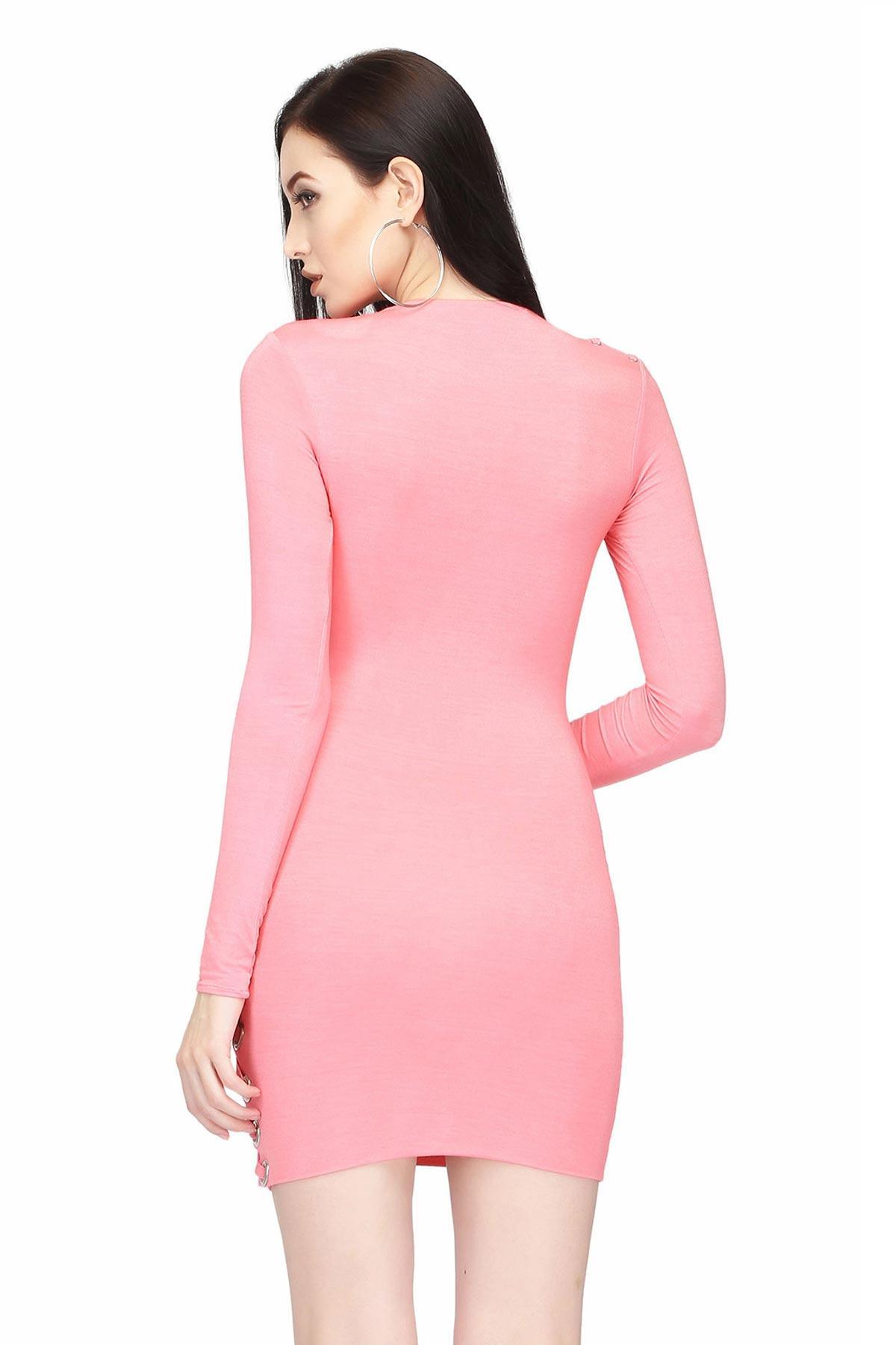 barbie pink bodycon dress Women's Pink Corset Style Padded Bodycon Dress Pink / XXL