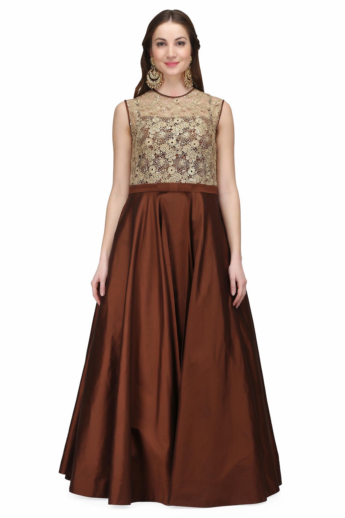 Biba Coffee Brown & Off White Floral Maxi Dress Price in India, Full  Specifications & Offers | DTashion.com
