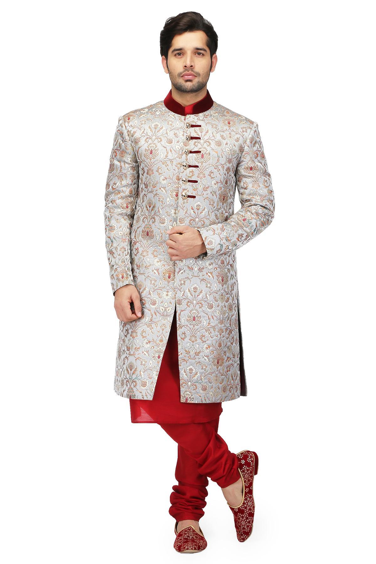 Silver sherwani outlet