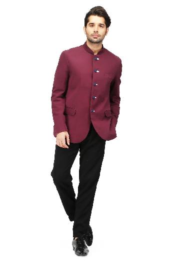 Buy Wine Linen Tailored Fit Solid Suit | Zodiac