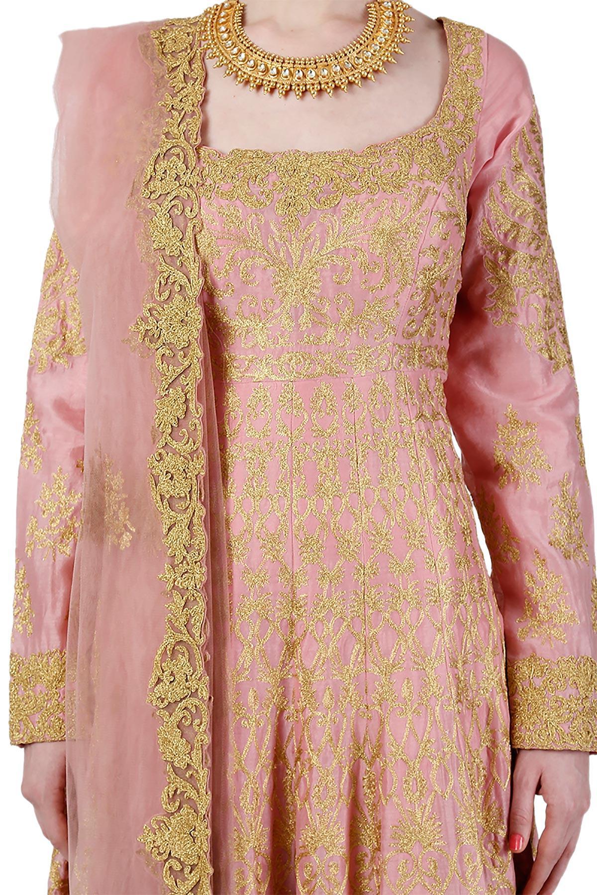 Pale Pink Pink Dori Anarkali by Rimple And Harpreet Narula for rent ...