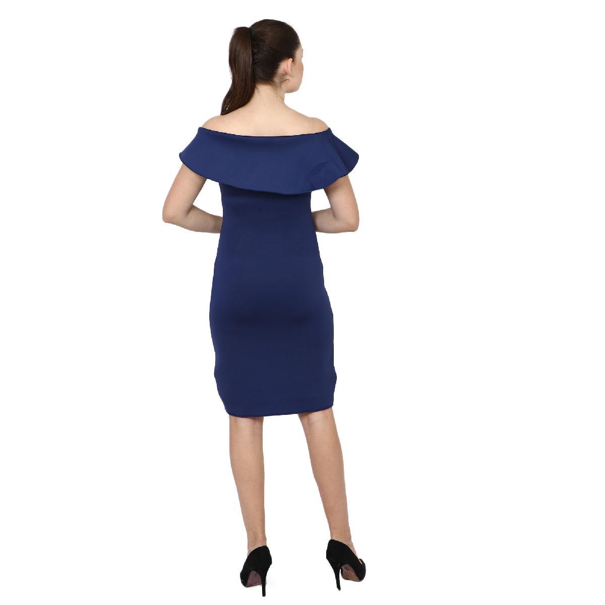 blue off shoulder bodycon dress Evita Off-Shoulder Bodycon Dress (Navy)  Deseo