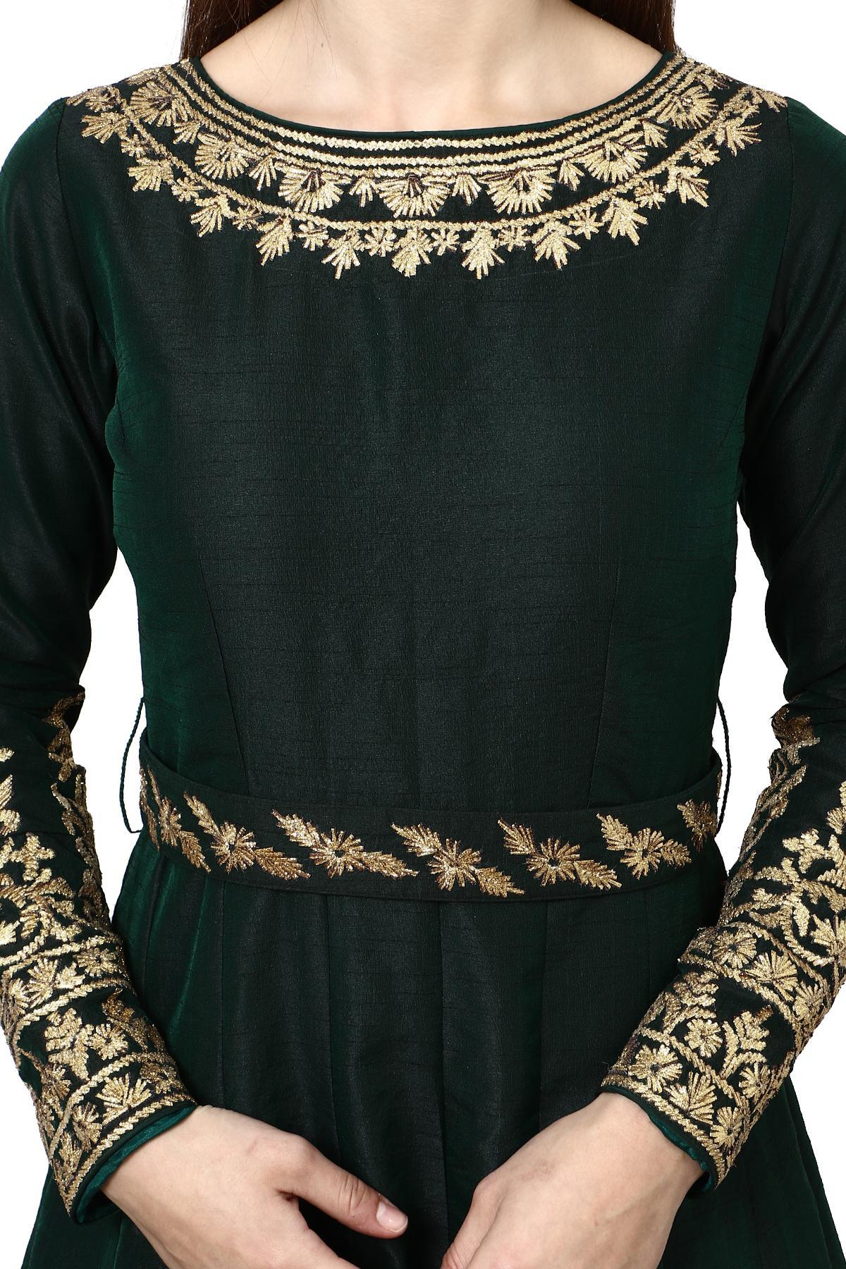 Bottle Green Dark Green Ethnic Gown by Violet by Preeti Singhal for rent  online | FLYROBE