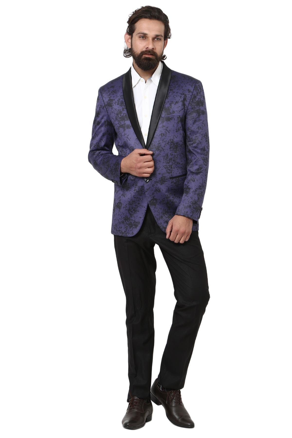 Blue Printed Tuxedo by Meridian for rent online | RENT IT BAE