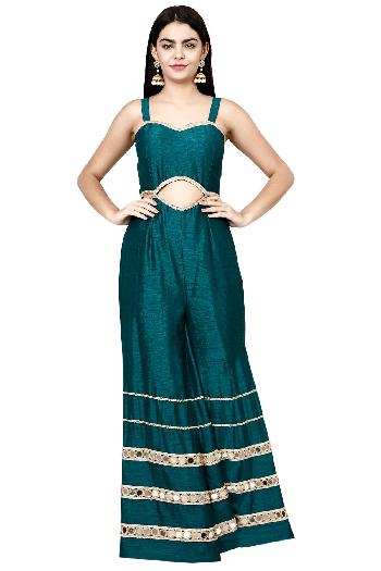 Buy Green girls fusion ethnic jumpsuit Online for kids by Lil Drama -  4167678-calidas.vn
