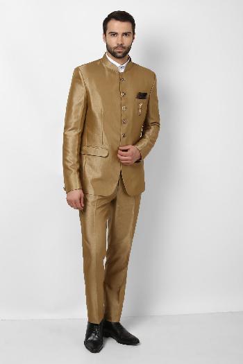 Jodhpuri Suit For Men Wedding RKL-JPST-6819-172503 Gold Men Reception Dress  – iBuyFromIndia