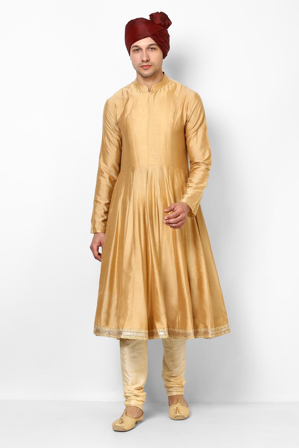 Cream The Royal Gold Shervani by HIS CLOSET for rent online | FLYROBE