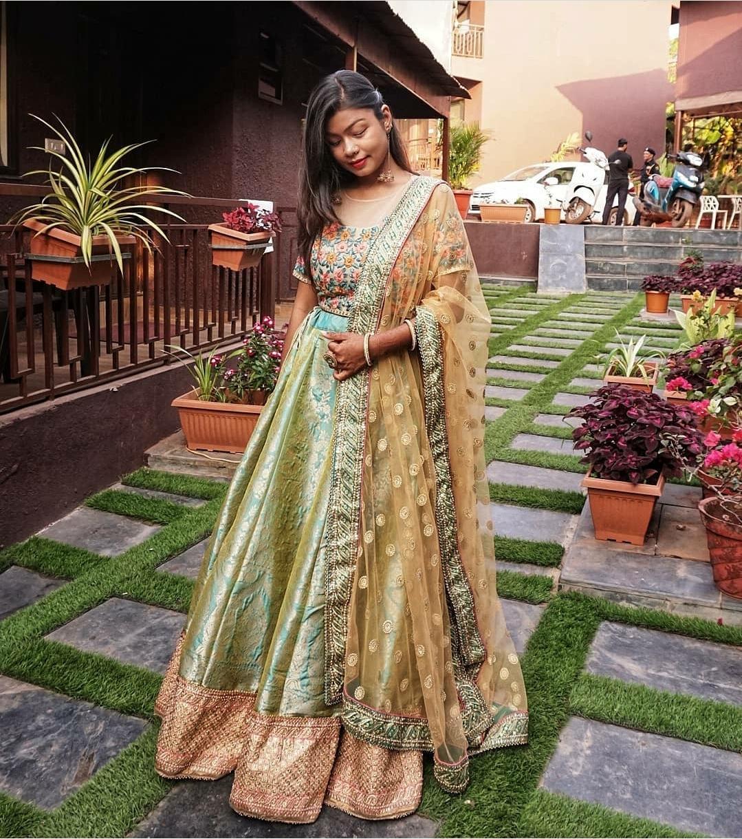Brocade Lehenga Choli With Velvet Top And Chiffon Dupatta Banarasi Lengha  Bridesmaid Dresses Indian Wedding Lehenga Crop Top Lehenga | forum.iktva.sa
