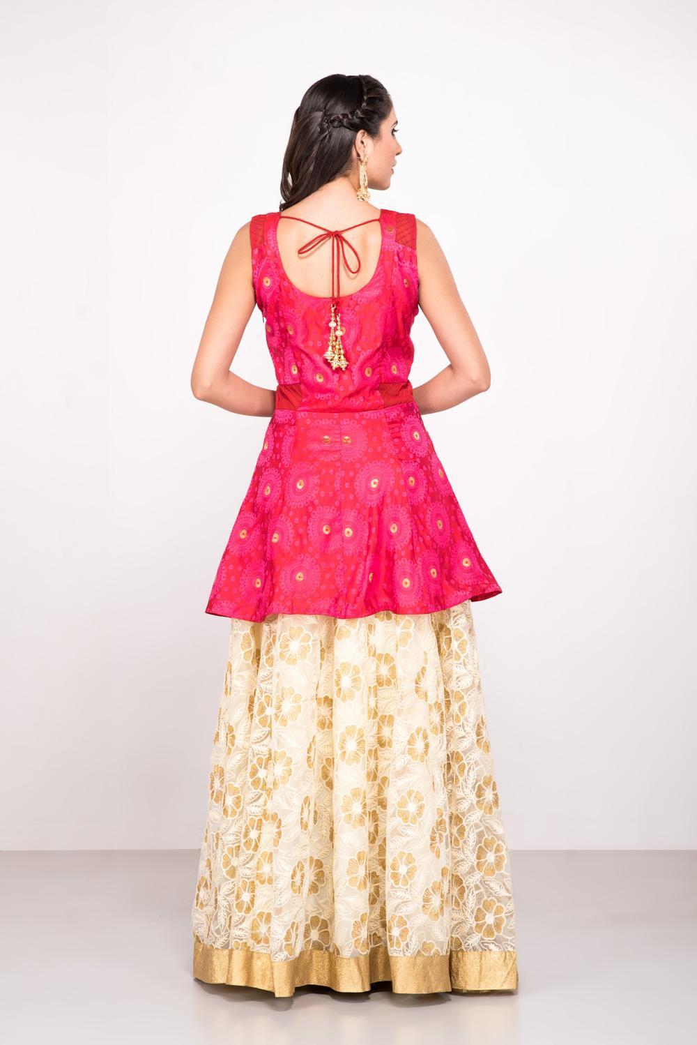 Buy Miracolos Embroidered Kurta & Lehenga Set For Women Available online at  ScrollnShops