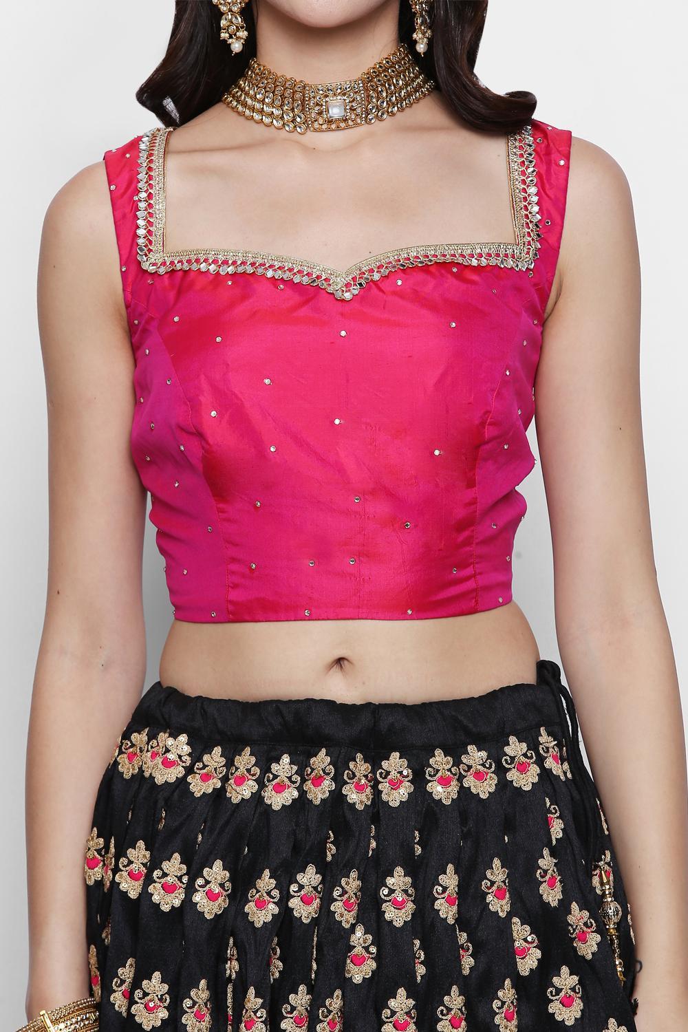 Black and Light Pink Taffeta Silk Lehenga | Party wear lehenga, Black  lehenga, Indian outfits lehenga