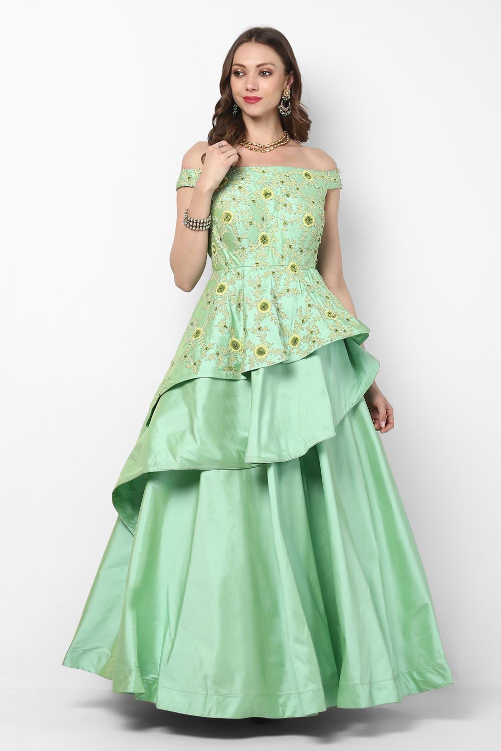 light green long gown