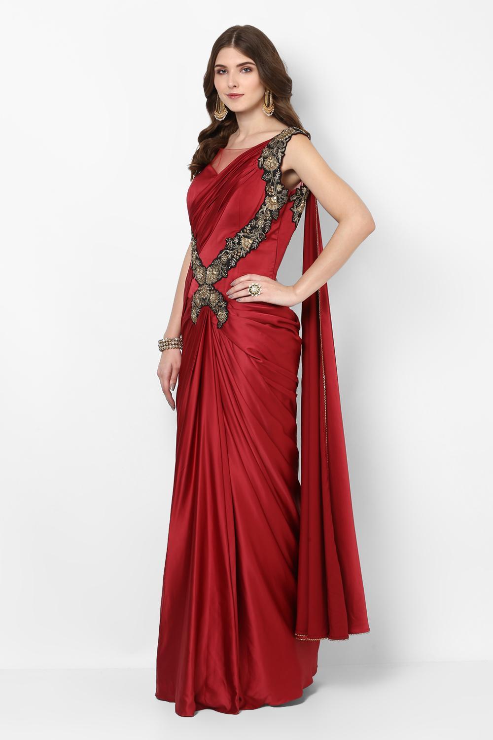 Long Dresses made out of old and Damaged Sarees #LongDresses | Long gown  design, Long dress design, Girls frock design