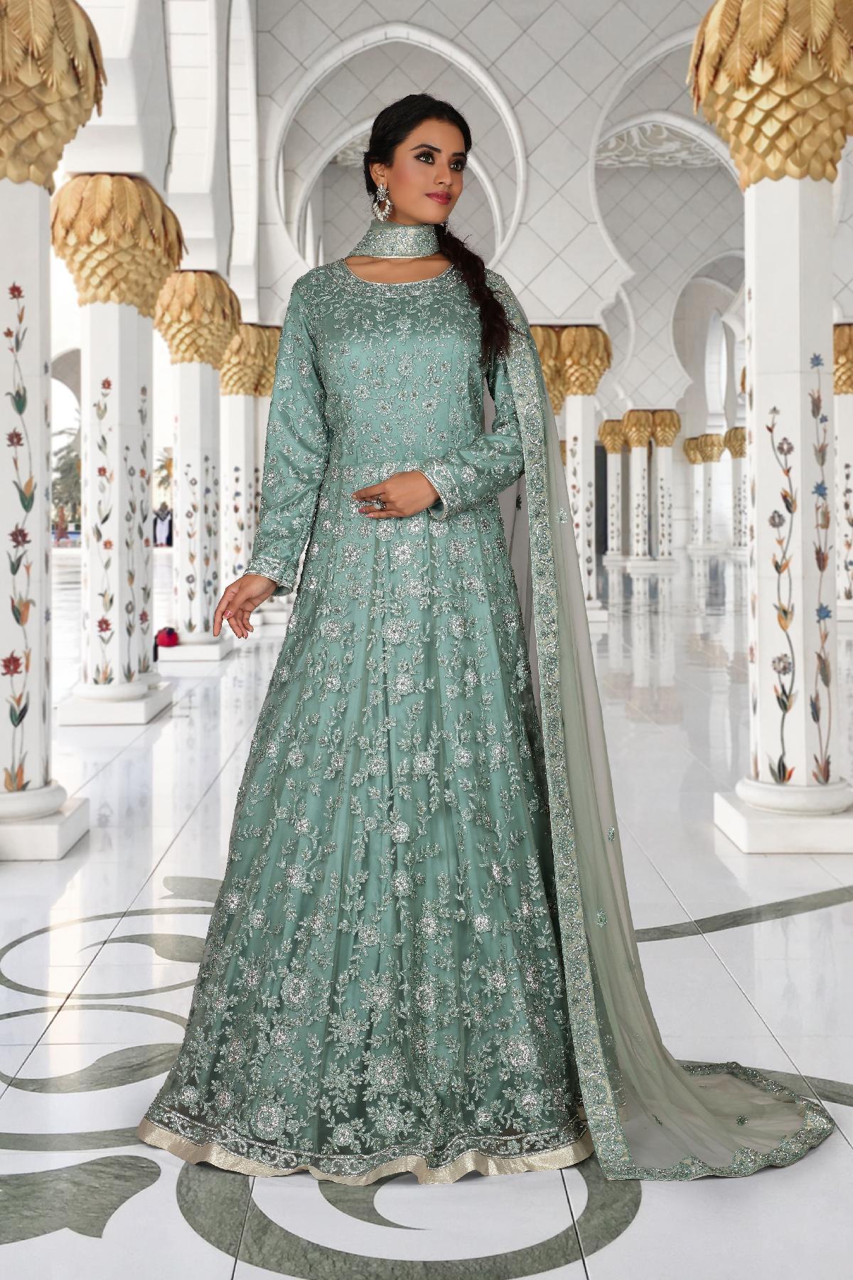 Details 88+ green ethnic gown latest