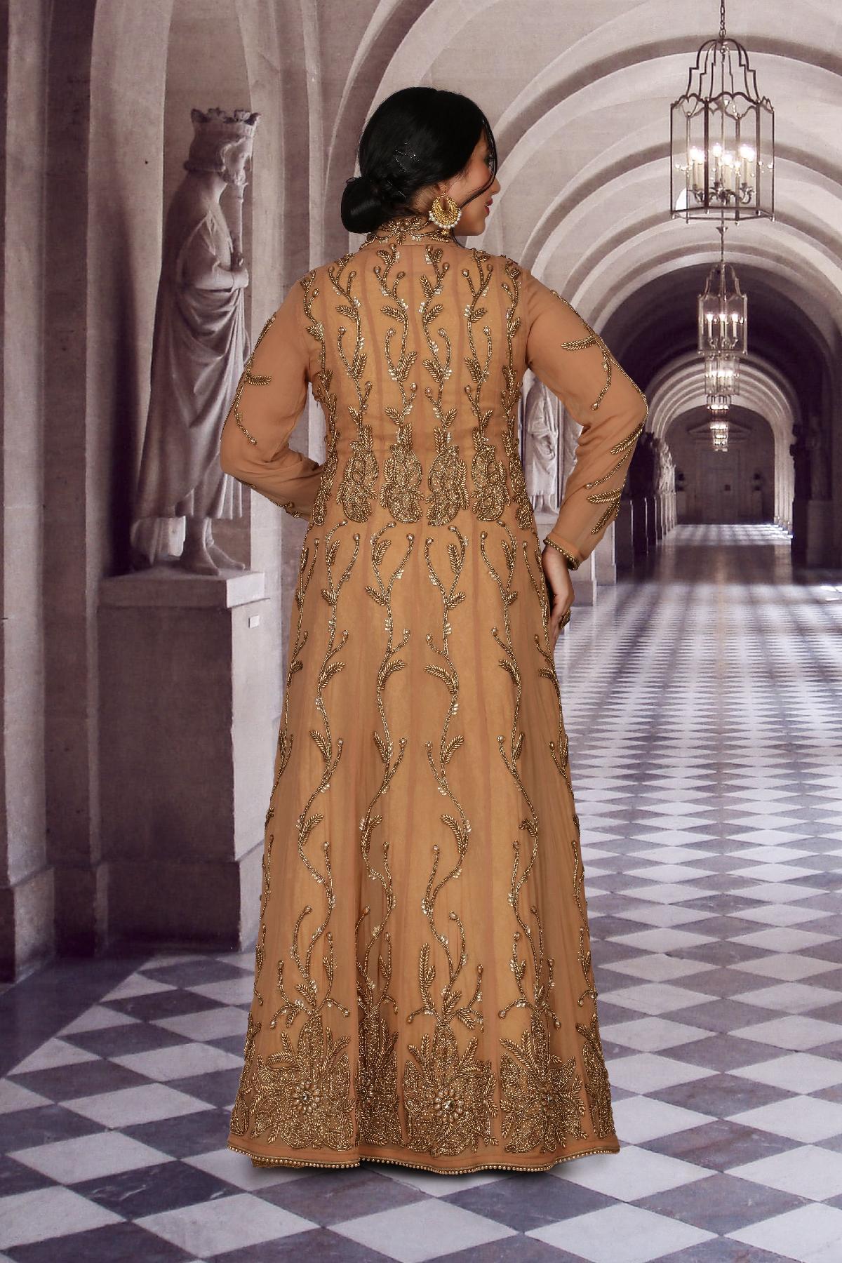 Brown Brown Ethnic Jacket Set by Indian Poshakh for rent online