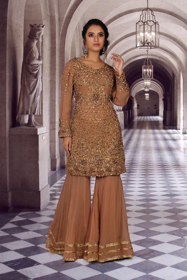 Brown Brown Sharara Set by Indian Poshakh for rent online | FLYROBE