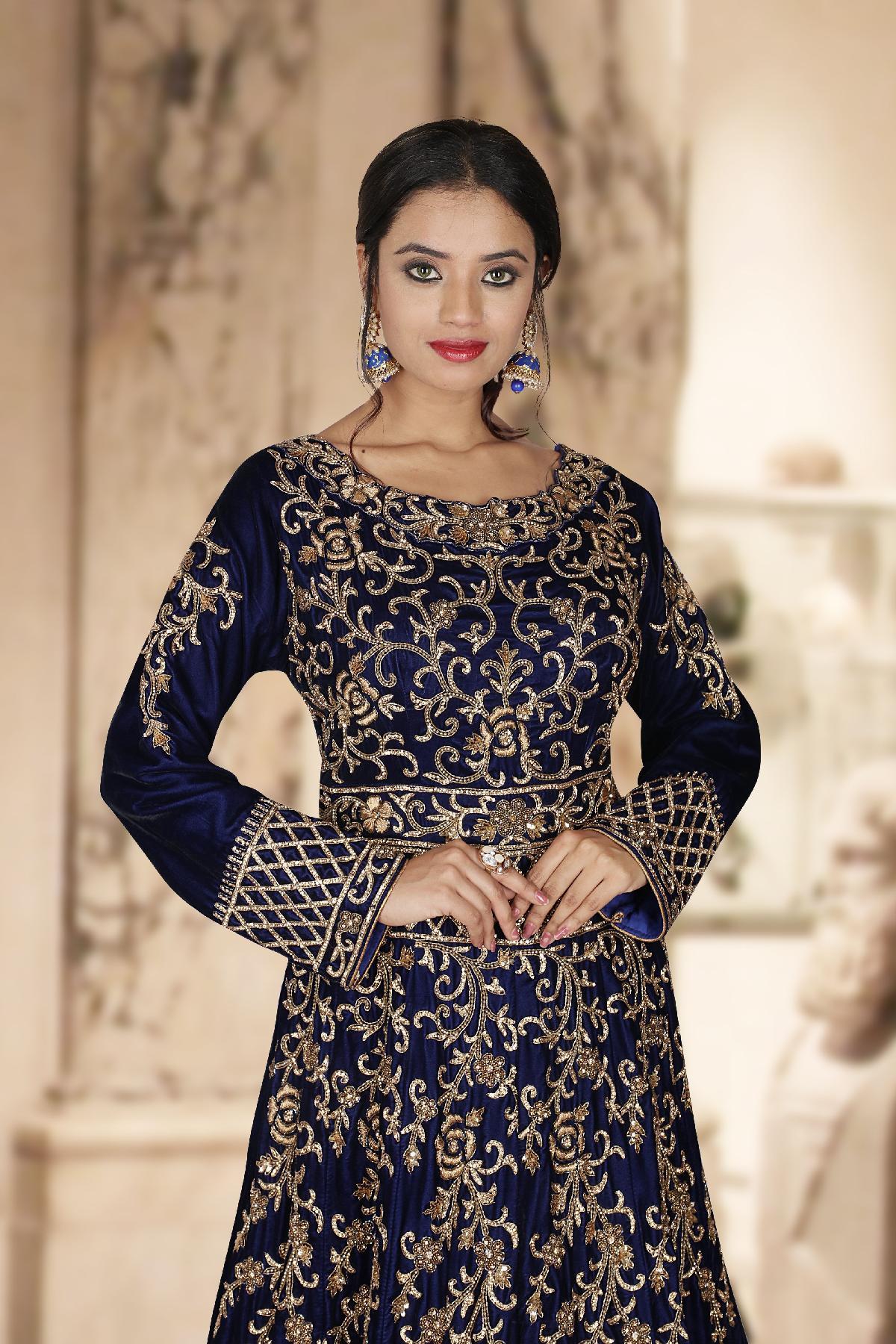 Navy blue clearance ethnic dress