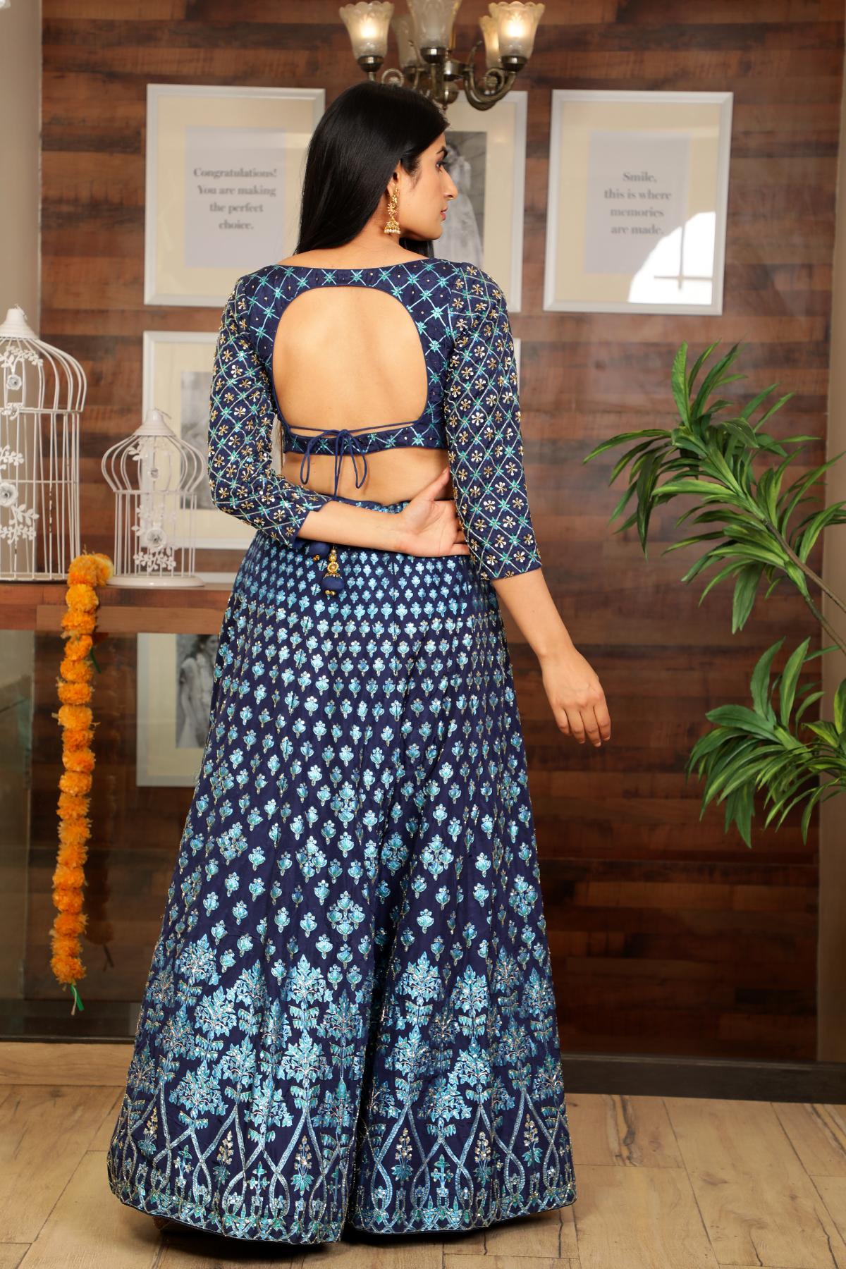 Shop Blue Printed Lehenga Set by FLAMINGO - THE LABEL at House of Designers  – HOUSE OF DESIGNERS