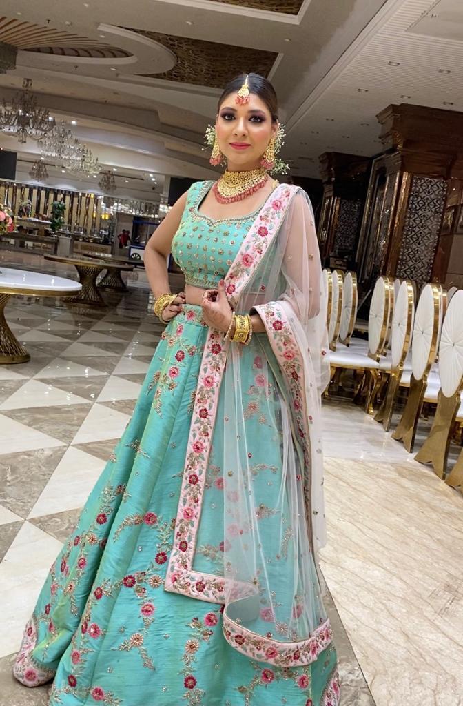 Buy Superior Sea Green Net Partywear Lehenga Choli | Buy online at Inddus  India.– Inddus.in