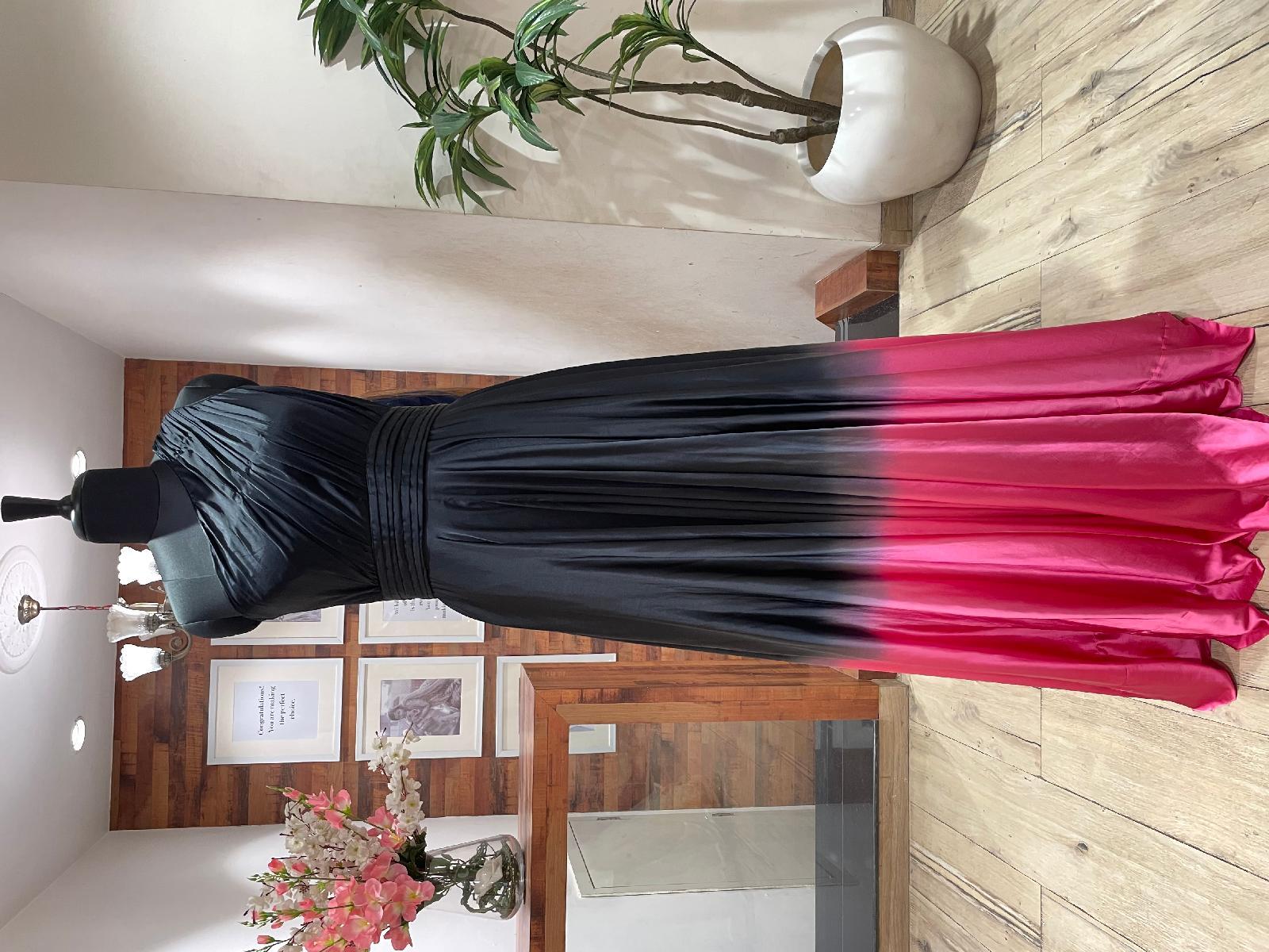 Black Pink One Side Shoulder Tail Gown by ZAYAH for rent online