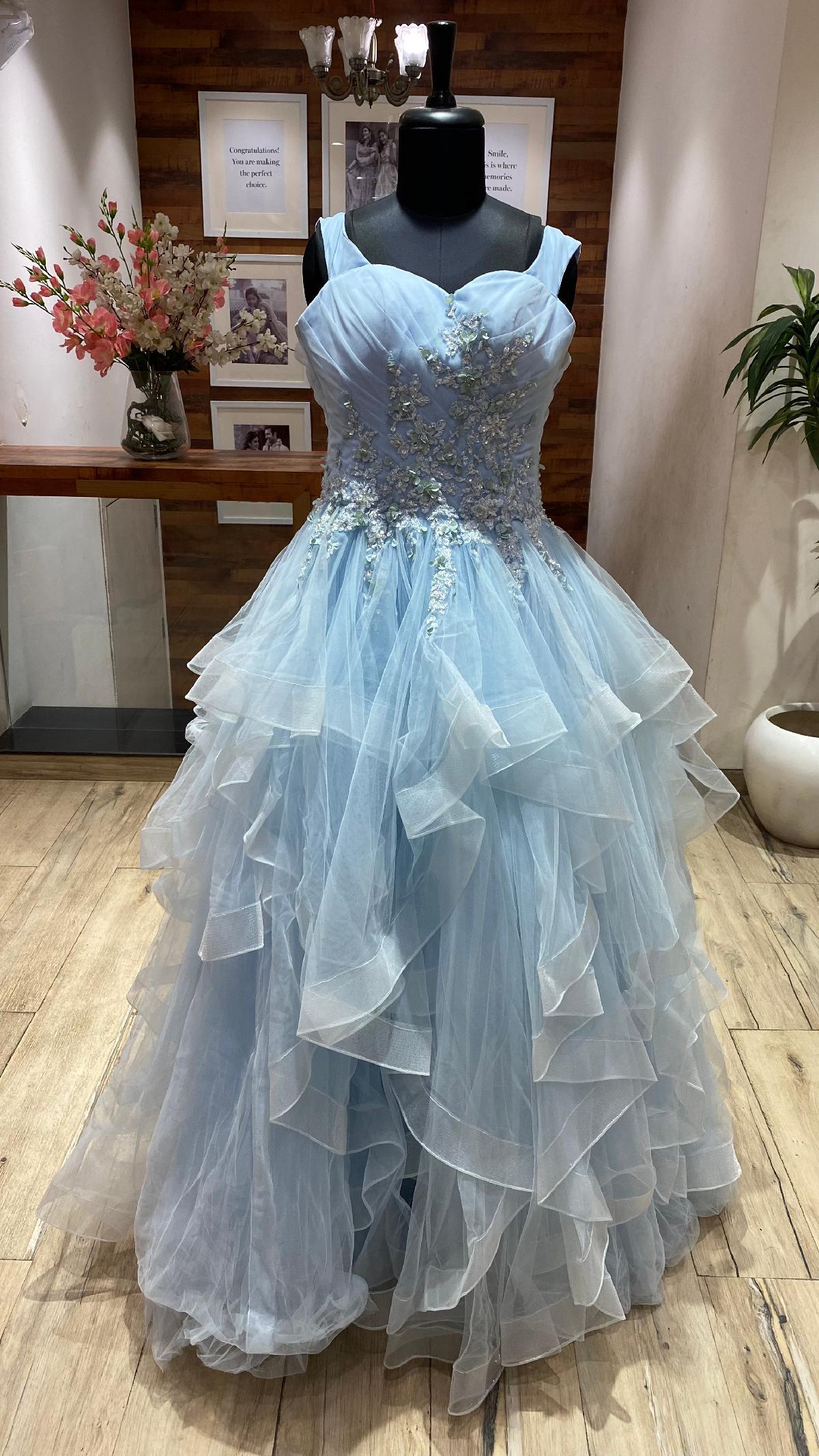 Dress for rent - Light blue high-low hem princess girl dress with feat –  L´ANISÉ Frankfurt
